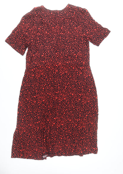 Nobody's Child Women Black Red Heart Print Viscose Shift Dress UK 20
