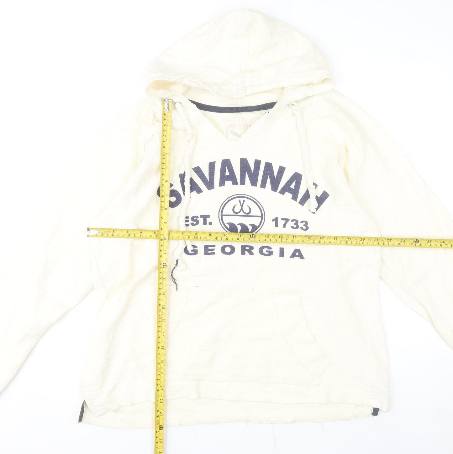 U.S. Vintage Womens Ivory Pullover Hoodie Small Savannah Logo
