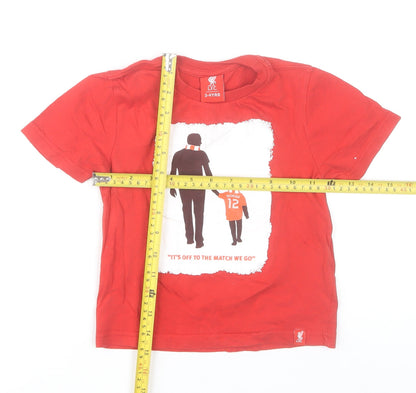 LFC Boys Red Football Graphic T-Shirt 3-4 Years Crew Neck Short Sleeve