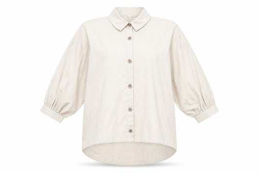 River Island Women’s Beige Button-Up Shirt M Cotton Blend
