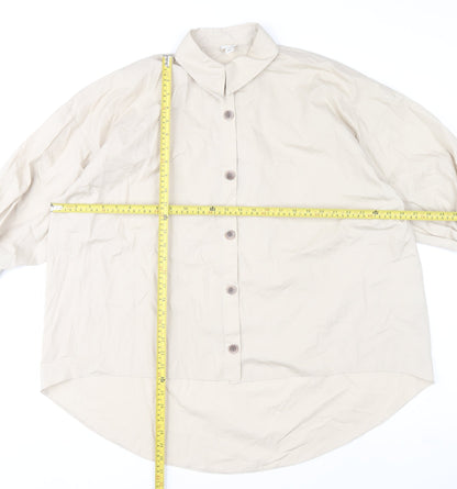 River Island Women’s Beige Button-Up Shirt M Cotton Blend