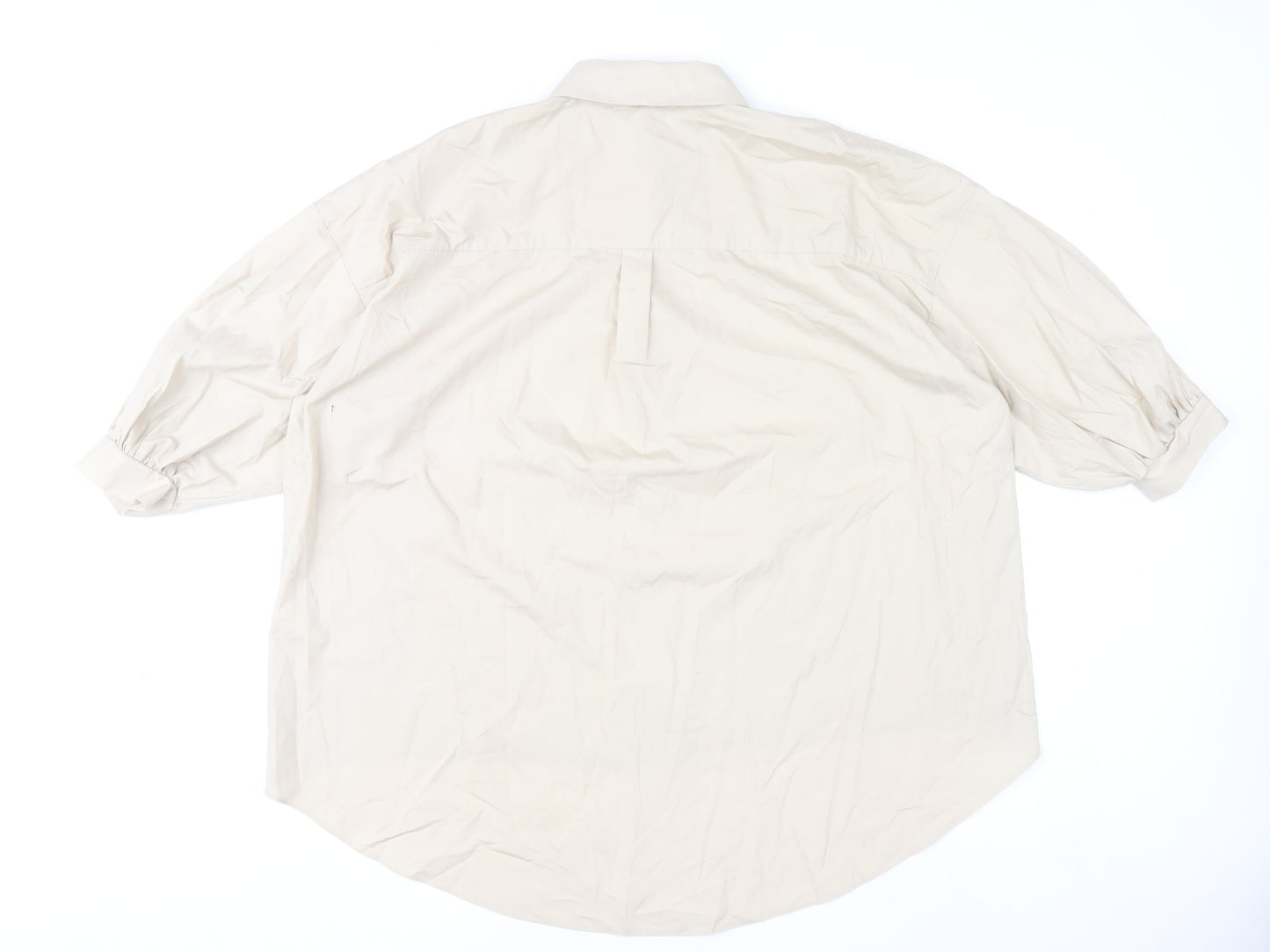 River Island Women’s Beige Button-Up Shirt M Cotton Blend