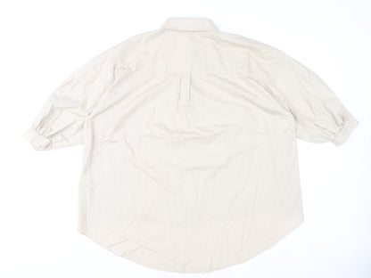 River Island Women’s Beige Button-Up Shirt M Cotton Blend