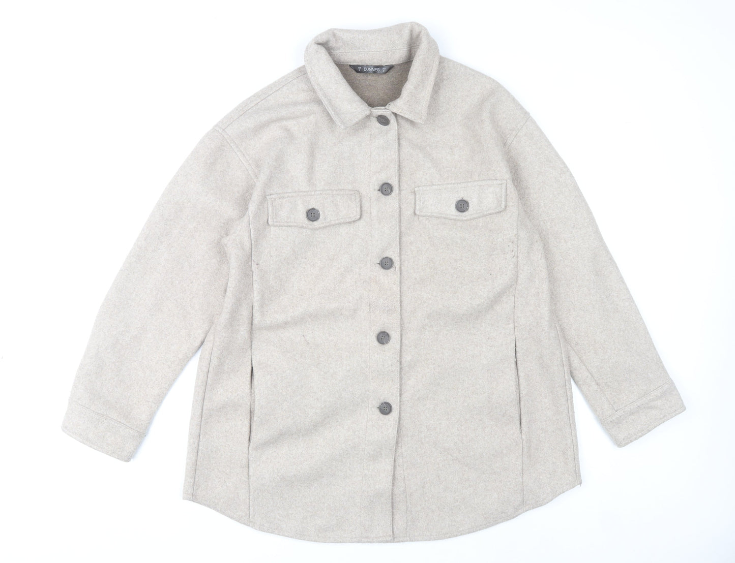 Dunnes Stores Womens Beige Poly Jacket Size 12 Collared Casual
