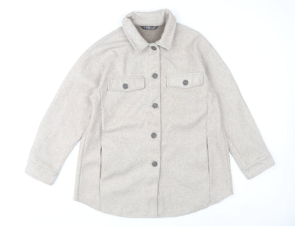 Dunnes Stores Womens Beige Poly Jacket Size 12 Collared Casual
