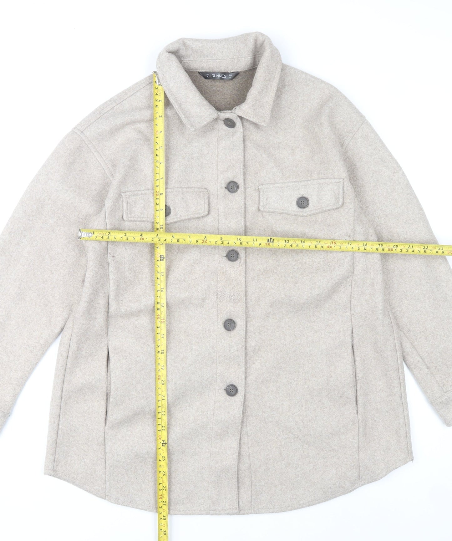 Dunnes Stores Womens Beige Poly Jacket Size 12 Collared Casual