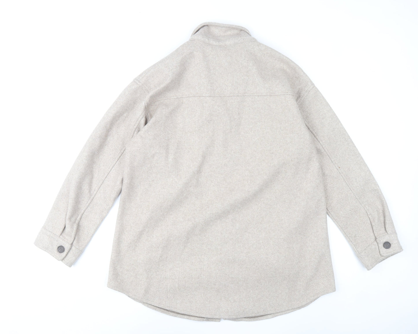 Dunnes Stores Womens Beige Poly Jacket Size 12 Collared Casual