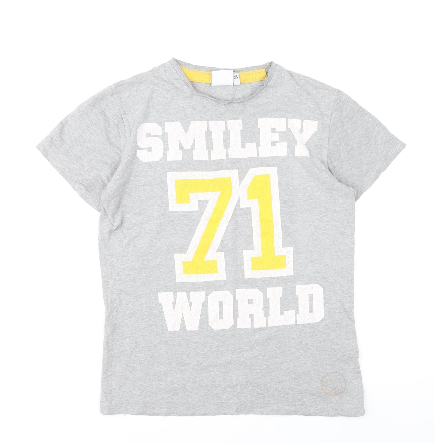 SmileyWorld Womens Grey XS Graphic T-Shirt Short Sleeve Cotton Blend