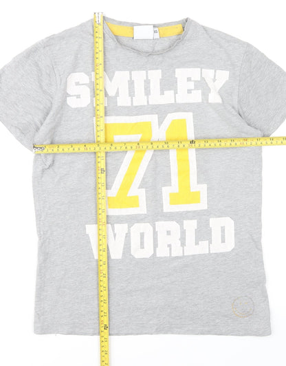 SmileyWorld Womens Grey XS Graphic T-Shirt Short Sleeve Cotton Blend