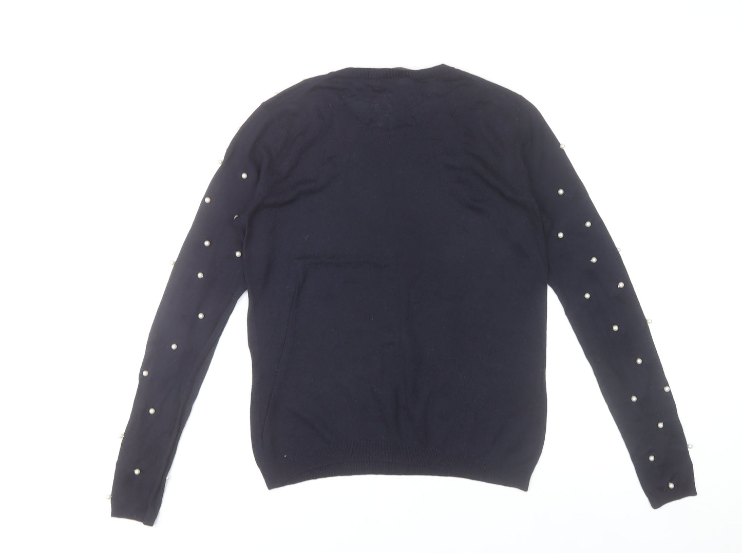 Zara Women Black Beaded Pullover Jumper Size 12 Knitwear