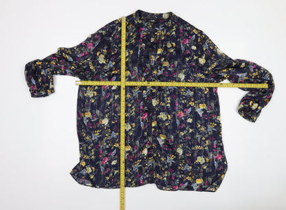 Wallis Womens Multicoloured Floral Sheer Blouse UK 16 Long Sleeve