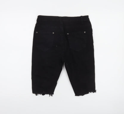 PrettyLittleThing Women Black Size 10 Distressed Denim Bermuda Shorts