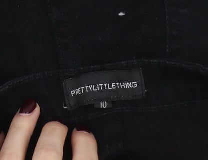 PrettyLittleThing Women Black Size 10 Distressed Denim Bermuda Shorts
