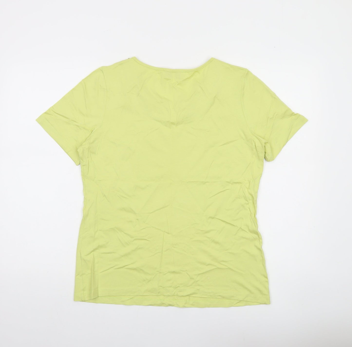 Dunnes Stores Womens Green Beaded Scoop Neck T-Shirt UK 14