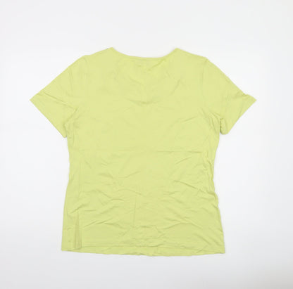 Dunnes Stores Womens Green Beaded Scoop Neck T-Shirt UK 14