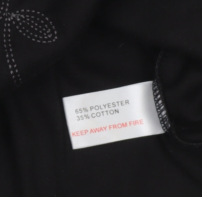 Fay Louise Women’s Black Floral Embroidered T-Shirt Size M
