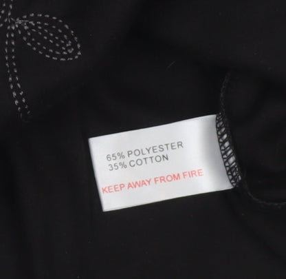 Fay Louise Women’s Black Floral Embroidered T-Shirt Size M