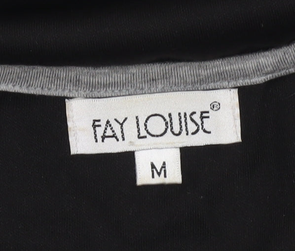 Fay Louise Women’s Black Floral Embroidered T-Shirt Size M