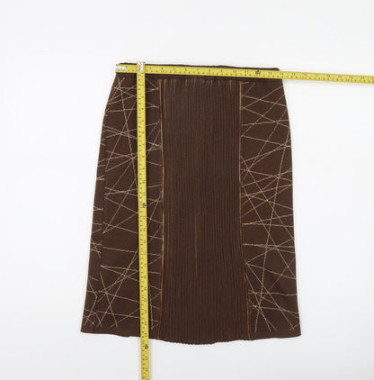 Escolá Womens Brown Geometric Knit Pencil Skirt Size 14