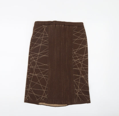 Escolá Womens Brown Geometric Knit Pencil Skirt Size 14