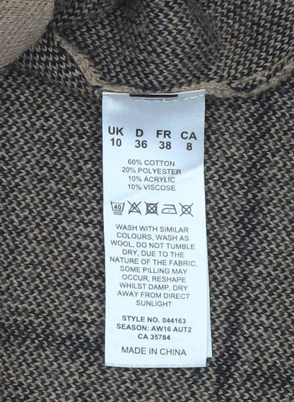 Eastex Women Brown Check Pullover Jumper Size 10 Round Neck Knit