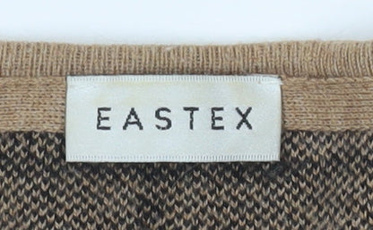 Eastex Women Brown Check Pullover Jumper Size 10 Round Neck Knit