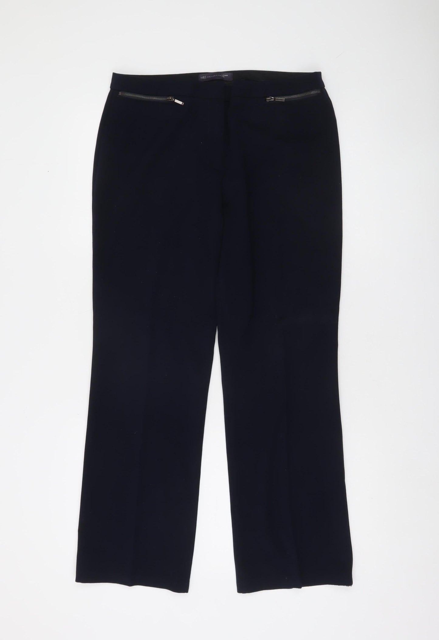 Marks and Spencer Womens Blue Size 12 Straight Leg Dress Pants