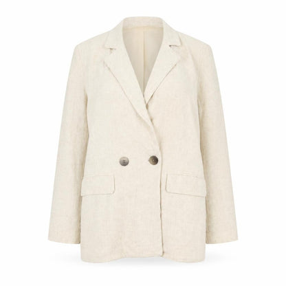 Primark Women Ivory Linen Blend Double-Breasted Blazer UK 12