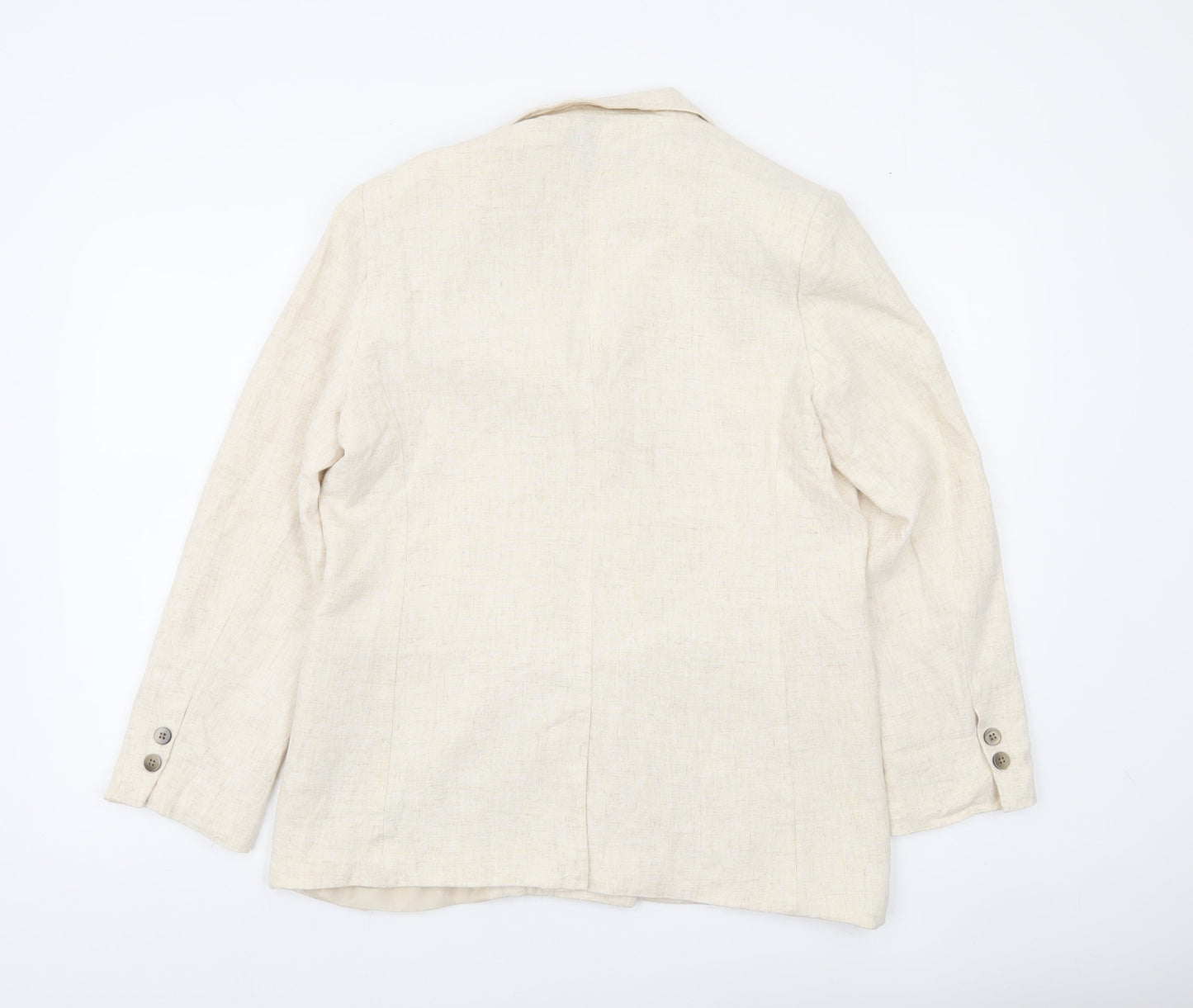 Primark Women Ivory Linen Blend Double-Breasted Blazer UK 12