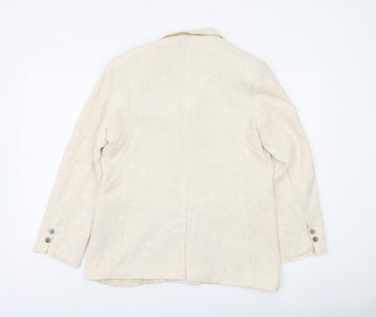 Primark Women Ivory Linen Blend Double-Breasted Blazer UK 12