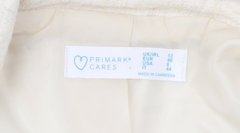 Primark Women Ivory Linen Blend Double-Breasted Blazer UK 12
