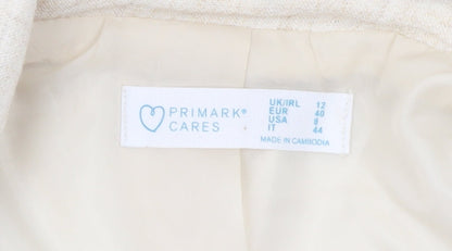 Primark Women Ivory Linen Blend Double-Breasted Blazer UK 12