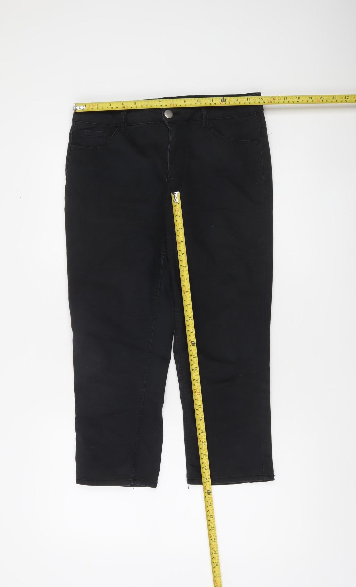 Dunnes Women’s Black Size 12 Slim Jegging Trousers Cotton Blend