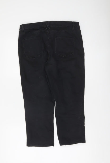 Dunnes Women’s Black Size 12 Slim Jegging Trousers Cotton Blend