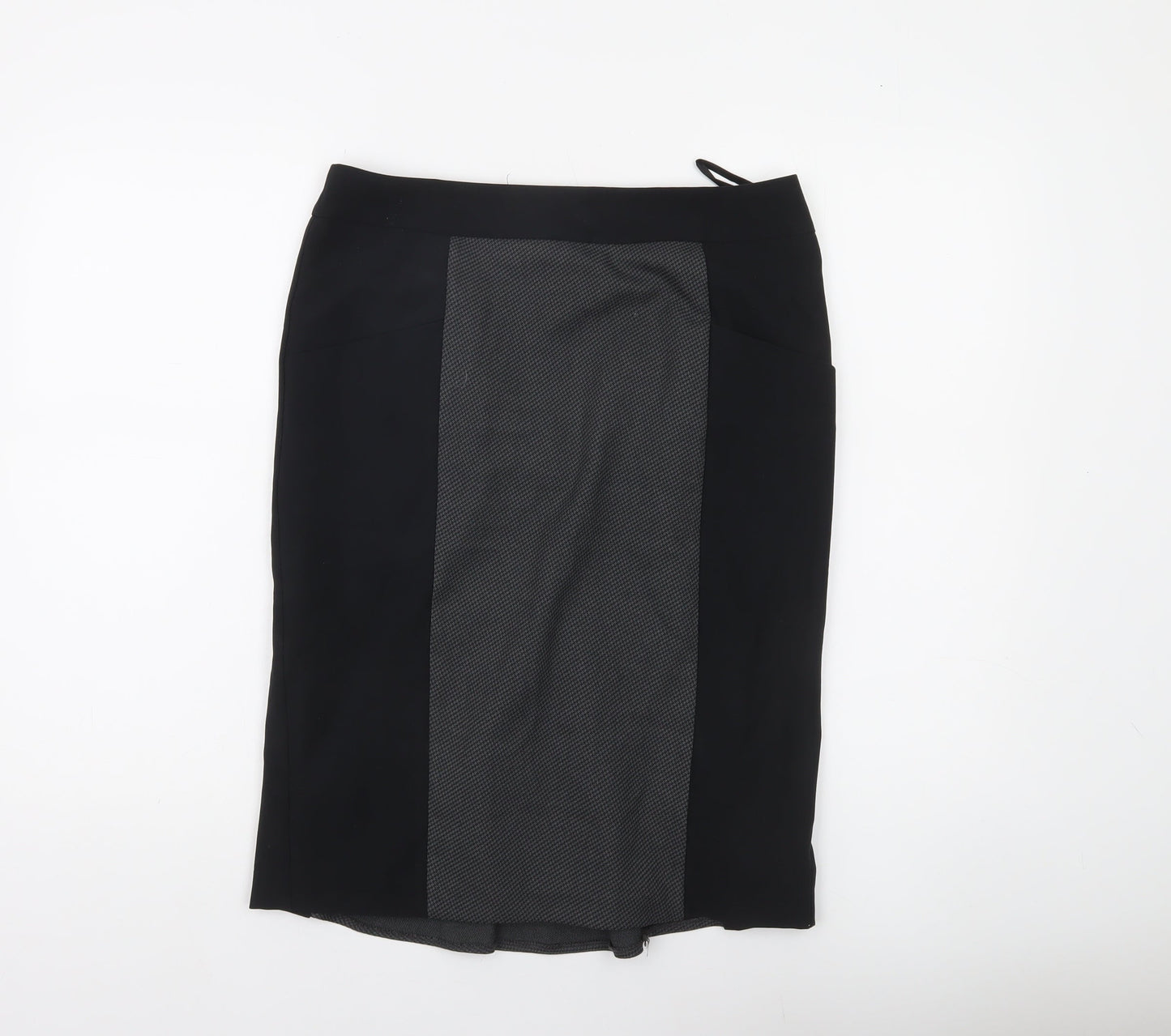 South Womens Black Grey Pencil Skirt UK 12 Workwear Business Lined