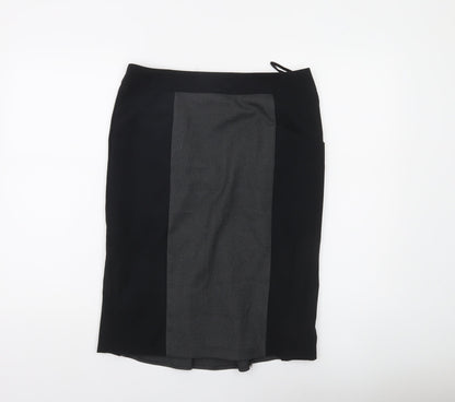 South Womens Black Grey Pencil Skirt UK 12 Workwear Business Lined