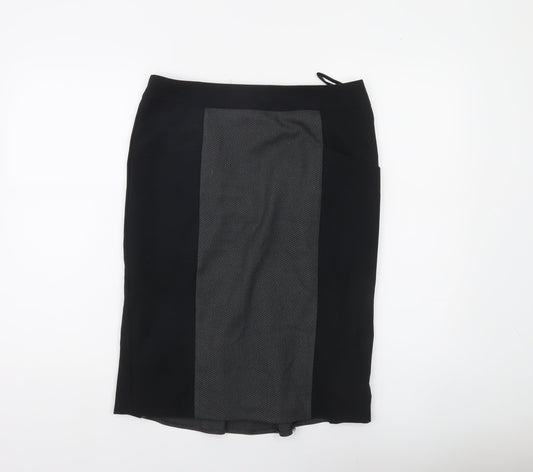 South Womens Black Grey Pencil Skirt UK 12 Workwear Business Lined