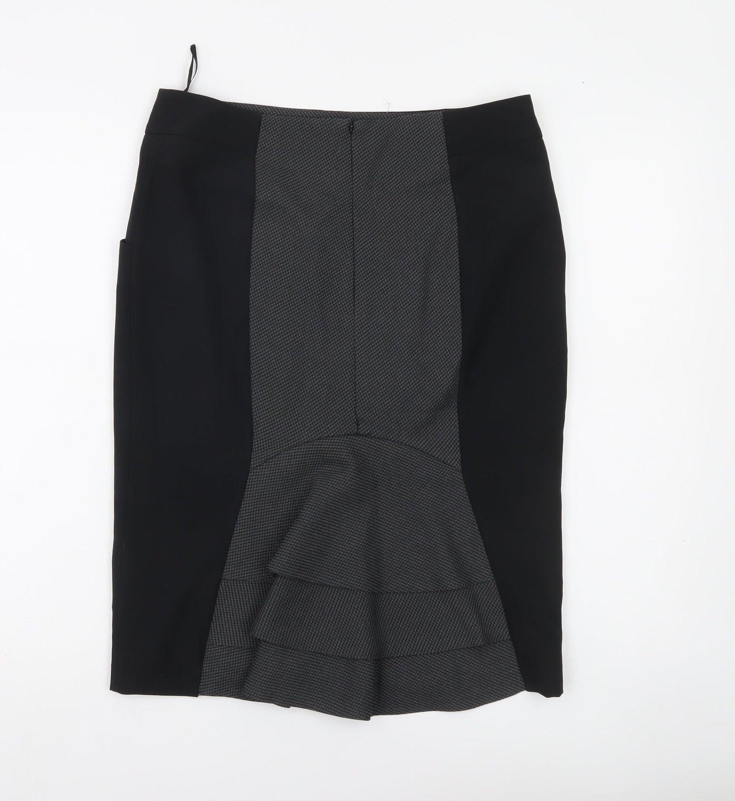 South Womens Black Grey Pencil Skirt UK 12 Workwear Business Lined