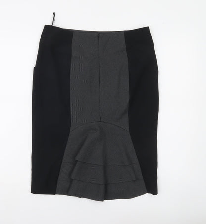 South Womens Black Grey Pencil Skirt UK 12 Workwear Business Lined
