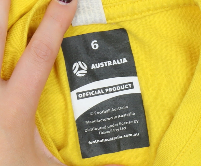 Football Australia Boys Yellow Sam Kerr Graphic T-Shirt 6 Years