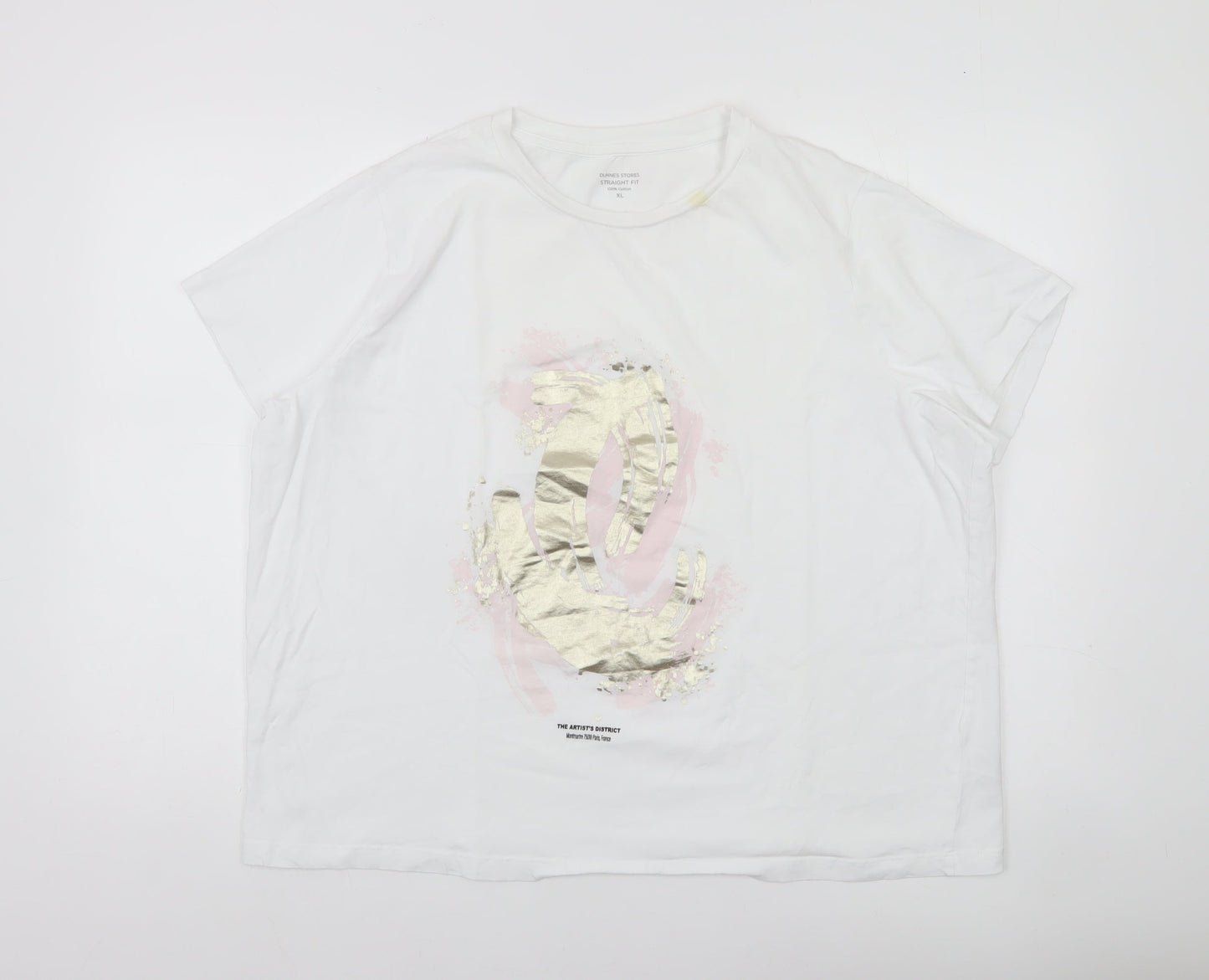 Dunnes Stores Womens White XL Cotton Graphic T-Shirt Short Sleeve