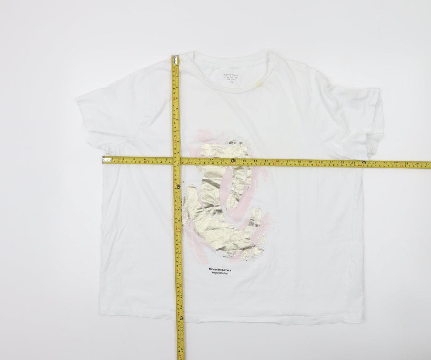 Dunnes Stores Womens White XL Cotton Graphic T-Shirt Short Sleeve