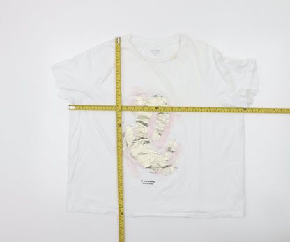 Dunnes Stores Womens White XL Cotton Graphic T-Shirt Short Sleeve