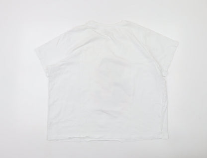 Dunnes Stores Womens White XL Cotton Graphic T-Shirt Short Sleeve