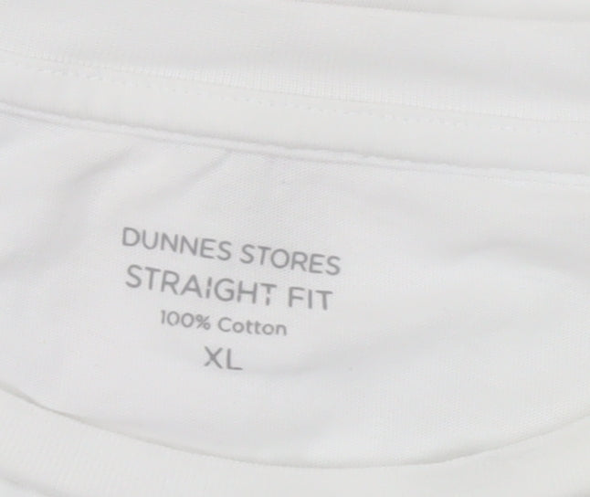Dunnes Stores Womens White XL Cotton Graphic T-Shirt Short Sleeve