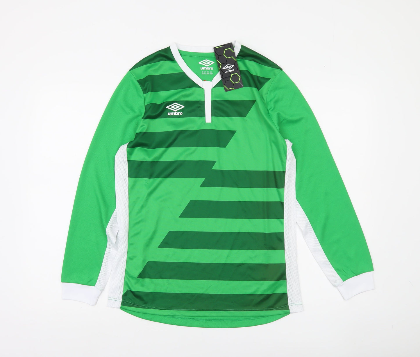 Umbro Boys Green Football Jersey Long Sleeve Sports Top 13 Years
