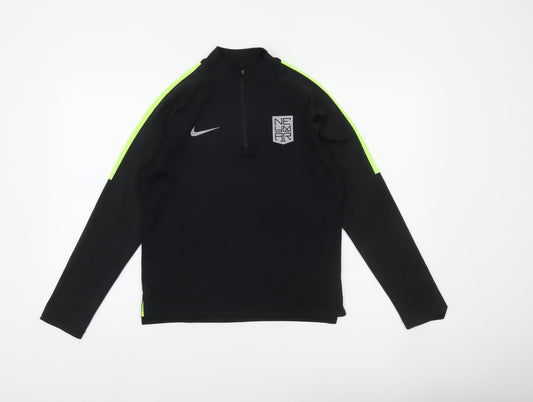 Nike Boys Black 12-13 Years Football Training Top Dri-Fit Long Sleeve