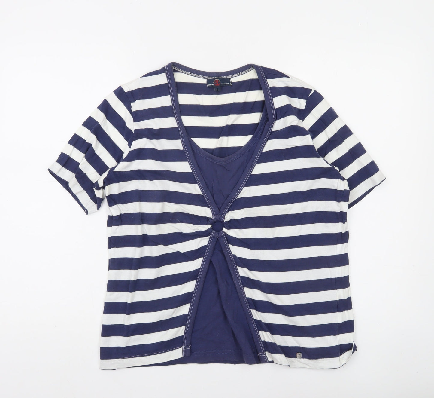 Paco Marine Womens Blue Striped Nautical Cotton T-Shirt L