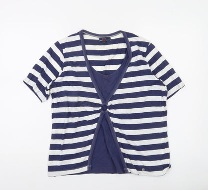 Paco Marine Womens Blue Striped Nautical Cotton T-Shirt L