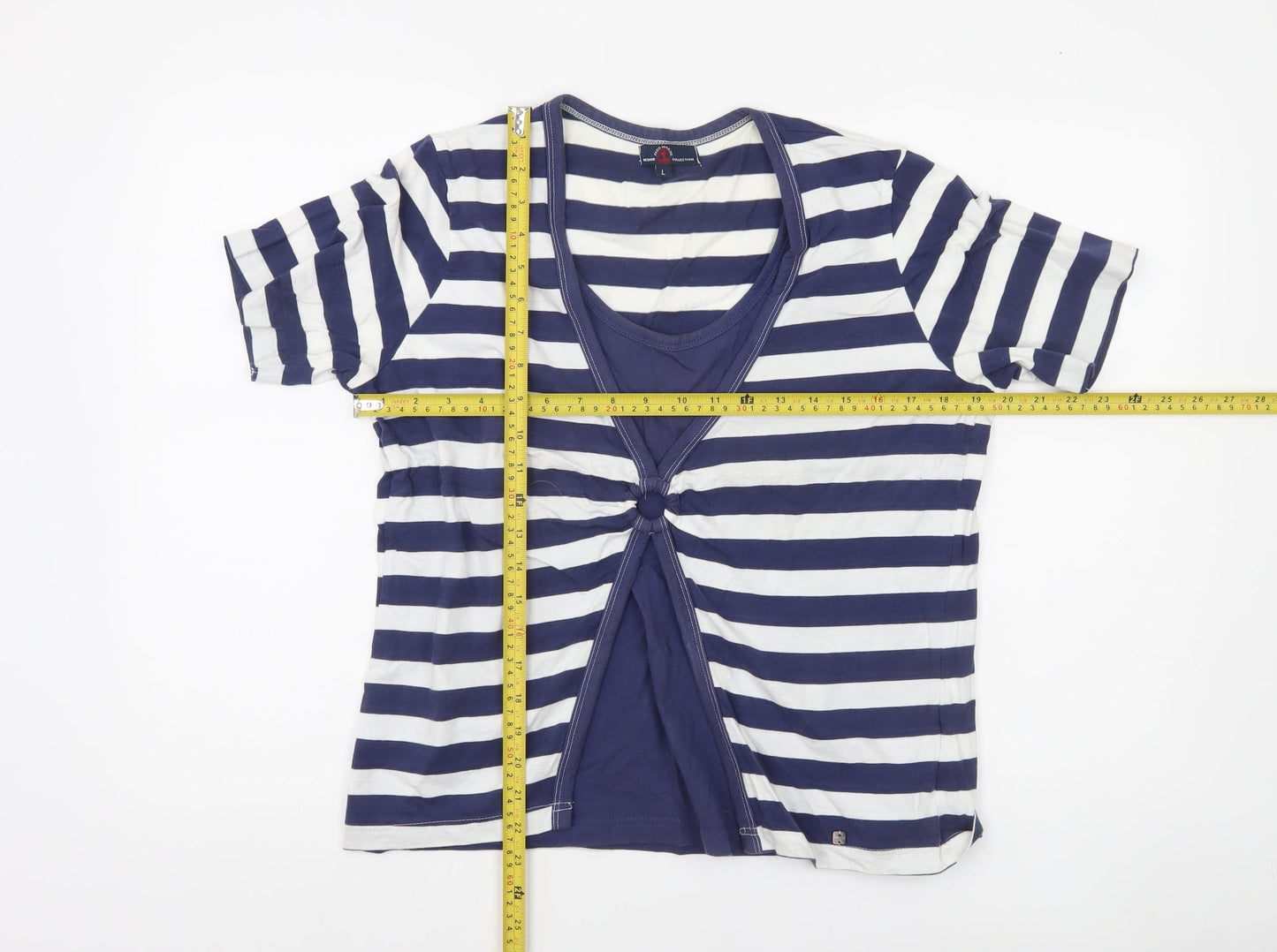 Paco Marine Womens Blue Striped Nautical Cotton T-Shirt L